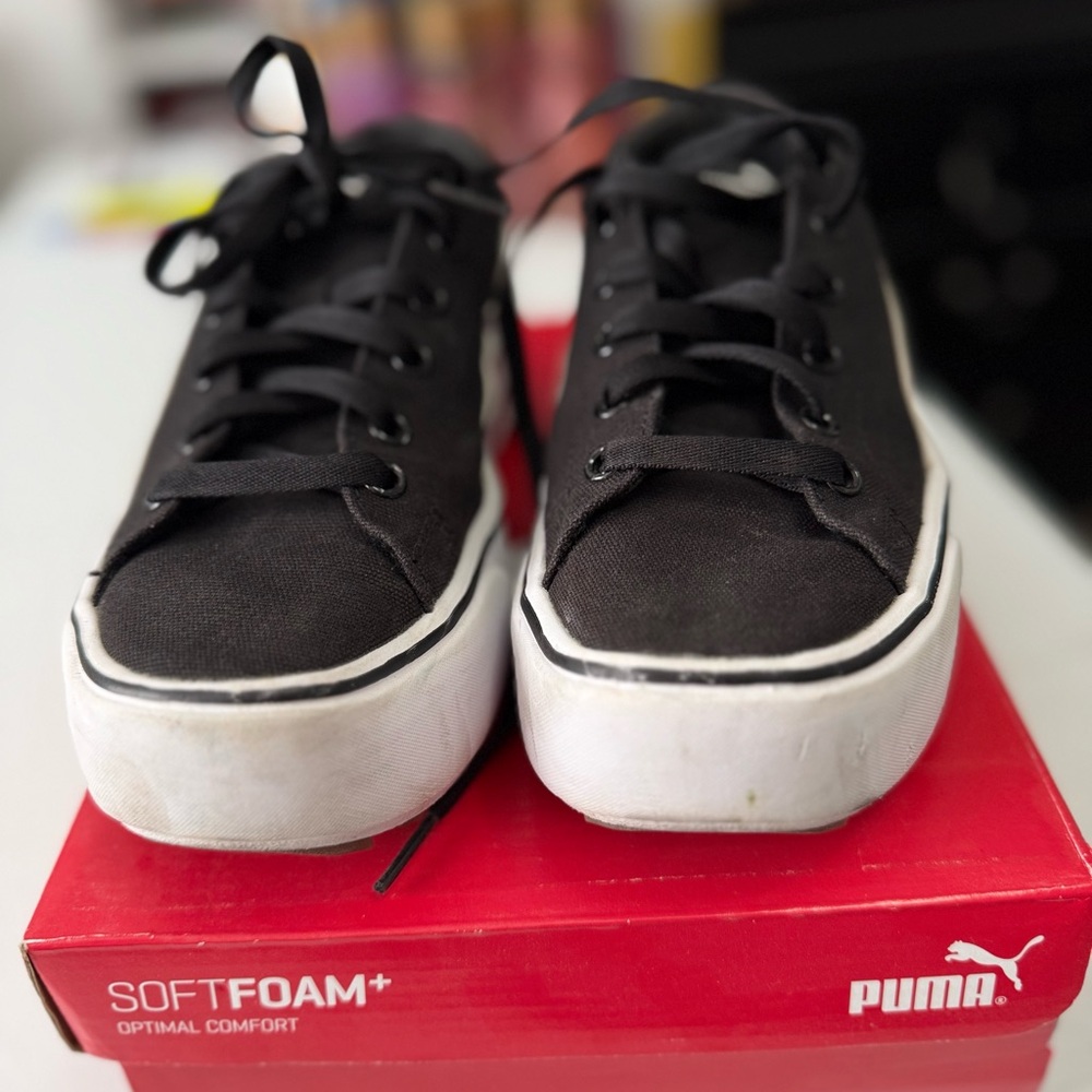 Puma Black Sneakers with White Soles